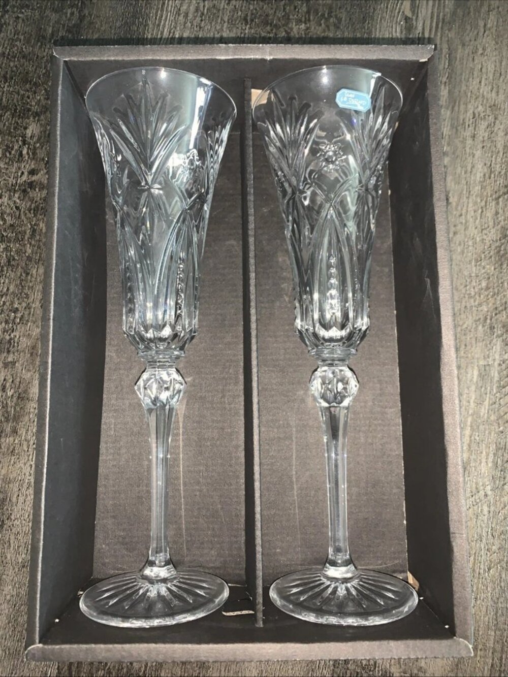 NEW (Set of 2) Cristal J.G. Durand France Vincennes Flute Champagne Glasses-NIB